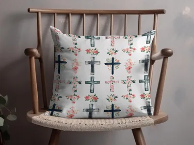 Floral Cross Pattern Throw Pillow for Home Decor