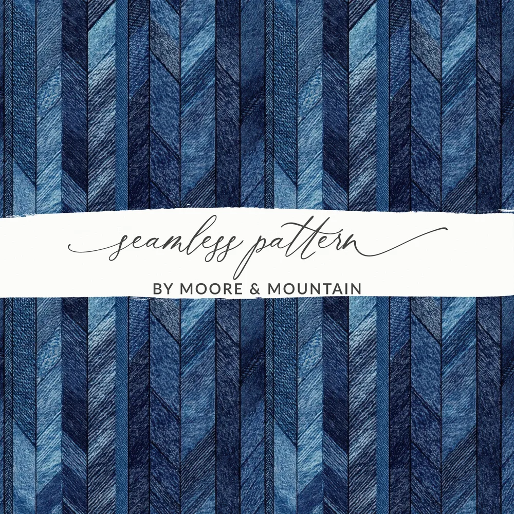 Seamless Denim Blue Jeans Chevron Pattern Digital - Moore and Mountain