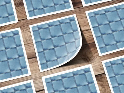 Seamless Denim Quilted Squares Detailed Blue Jeans Texture - Moore and Mountain