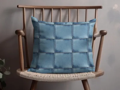 Seamless Denim Quilted Squares Detailed Blue Jeans Texture - Moore and Mountain