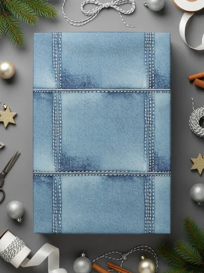 Seamless Denim Quilted Squares Detailed Blue Jeans Texture - Moore and Mountain
