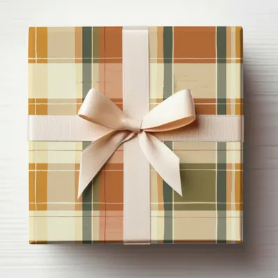 Elegant Plaid Gift Box with Ribbon for Special Occasions