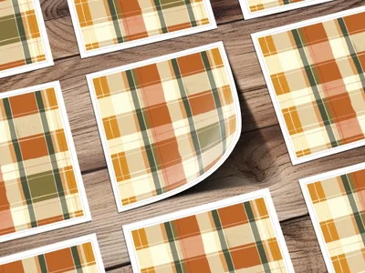 Autumn Plaid Pattern Square Sticker Sheet Product