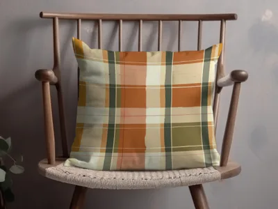 Warm Earth Tone Plaid Pattern Decorative Pillow