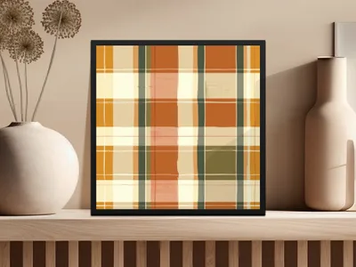 Rustic Plaid Pattern Art Print for Home Decor