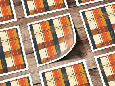 Vintage Rustic Plaid Pattern Decals Stickers Sheet Set