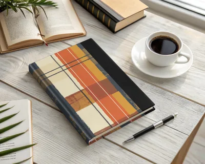 Stylish Red and Orange Plaid Design Notebook