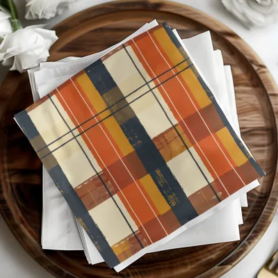 Vibrant Multicolor Plaid Design Table Napkin Set