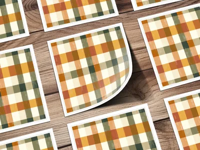Autumn Plaid Checkered Pattern Sticker Sheet