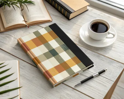 Modern Multicolor Checkered Pattern Hardcover Notebook