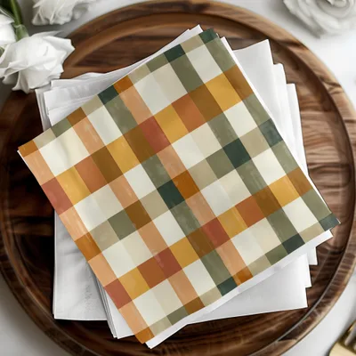 Autumn Plaid Theme Decorative Party Napkins Set