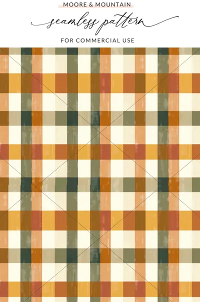 Orange Green Yellow Seamless Plaid Pattern for Commercial Use