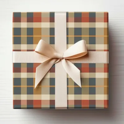 Elegant Plaid Gift Box with Ribbon for Any Occasion