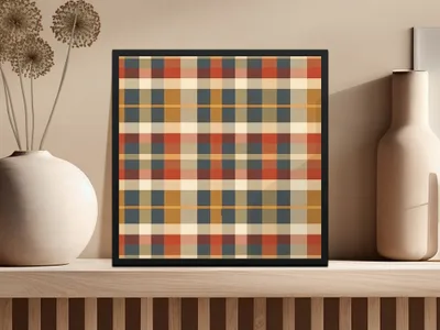 Vintage Plaid Pattern in Shades of Red Blue and Yellow Art Print
