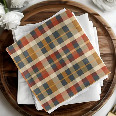 Rustic Autumn Plaid Patterned Decorative Paper Sheets