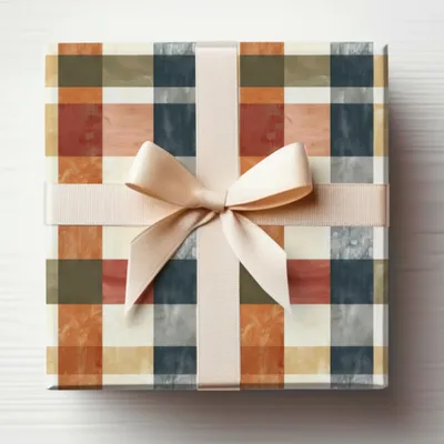 Elegant Plaid Patterned Gift Box with Ribbon bow