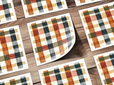 Colorful Checkered Pattern Design Sticker Product