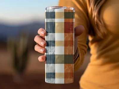 Colorful Plaid Pattern Insulated Travel Tumbler