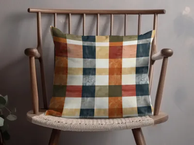 Vibrant Multicolor Plaid Design Decorative Cushion