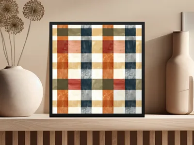 Colorful Checkered Abstract Art Print for Home Decor