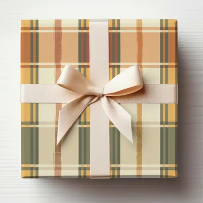 Elegant Plaid Pattern Gift Box with Ribbon Bow