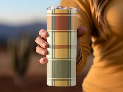 Stylish Plaid Insulated Tumbler for Hot or Cold Drinks