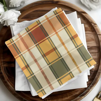 Autumn Plaid Checkered Pattern for Table Napkin Set