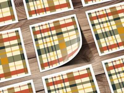 Colorful Plaid Pattern Design on Sticker Sheets