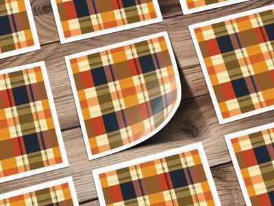Autumn Plaid Pattern Sticker Set for Crafts and Decor