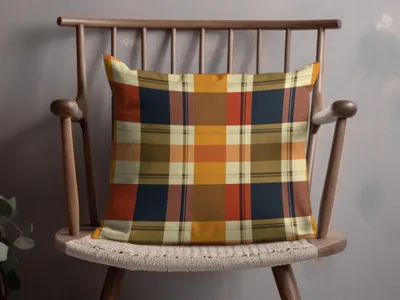 Vibrant Multicolor Plaid Patterned Decorative Pillow