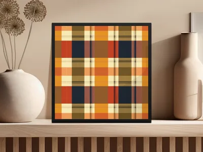 Autumn Tartan Plaid Wall Art Decor for Home Design