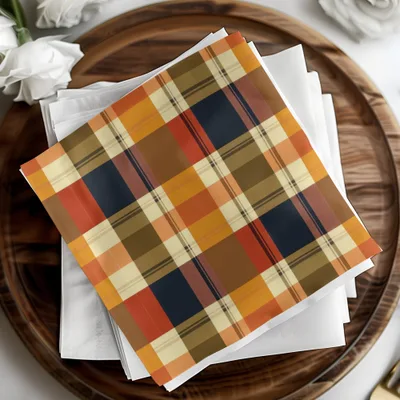Vibrant Multicolored Rustic Plaid Table Napkins Set