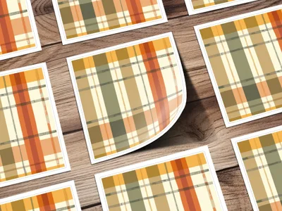 Autumn Plaid Pattern Square Sticker Product