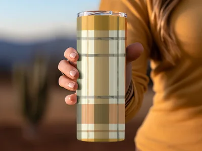 Stylish Plaid Pattern Travel Tumbler for All Beverages