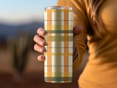 Multicolor Plaid Pattern Insulated Tumbler Drinkware