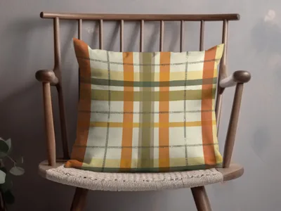 Rustic Orange Plaid Pattern Cushion for Cozy Home Decor