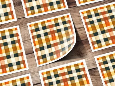 Colorful Plaid Pattern Design Print Sticker Pack