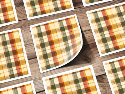 Autumn Plaid Patterned Sticker Sheet Product