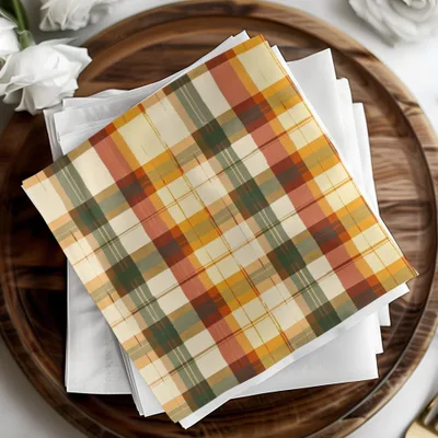 Autumn Plaid Pattern Napkins Perfect for Any Table Setting