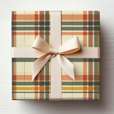 Elegant Plaid Gift Box with Ribbon for Special Occasions