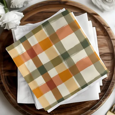 Autumn Plaid Design Decorative Napkin Product