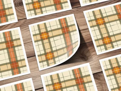 Retro Autumn Colors Plaid Pattern Sticker Pack