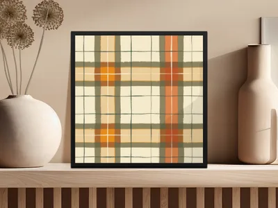 Modern Plaid Pattern Framed Art Decor for Your Home