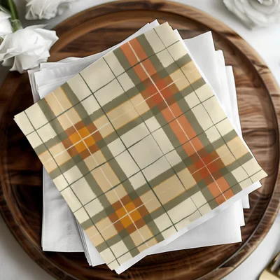 Elegant Autumn Plaid Print Home Decor Accent Napkins