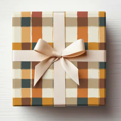 Colorful Plaid Design Gift Box with Ribbon