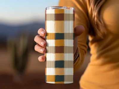 Stylish Geometric Plaid Insulated Mug for Hot and Cold Drinks