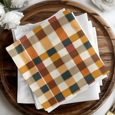 Vibrant Multicolored Plaid Design Table Napkins