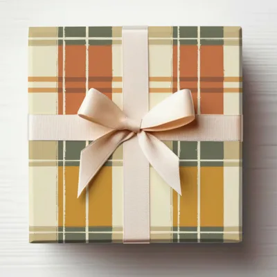 Elegant Plaid Gift Box with Ribbon for Special Occasions