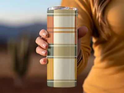 Stylish Plaid Pattern Travel Tumbler for Hot or Cold Drinks