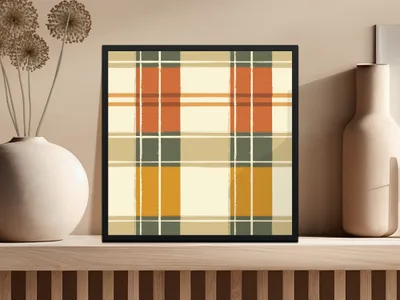 Earth Tones Modern Plaid Pattern Wall Art Decor Print